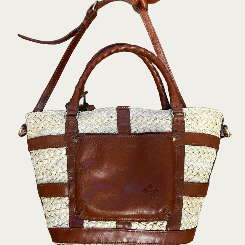 Patricia Nash Brown and Cream Striped Leather Tote